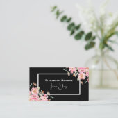 Blumen-Script-Interieur-Design Schwarz Visitenkarte (Stehend Vorderseite)