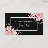 Blumen-Script-Interieur-Design Schwarz Visitenkarte (Vorderseite)