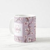 Blumen-Script-Monogramm-Tasse – Personalisierter G Kaffeetasse (Vorderseite Links)