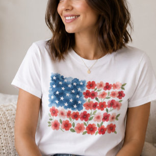 Blumen-Shirt mit amerikanischer Flagge T-Shirt