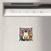 Blumen-Siamkatze-Magnet Magnet (In Situ (Geschirrspüler))