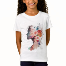 Blumen-Silhouette Frau T-Shirt