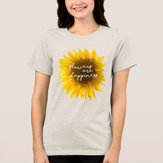 Blumen sind Glück Zitat Sonnenblumenfilter Tri-Blend Shirt (Vorderseite)