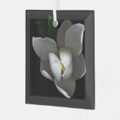 Blumen | Single White Magnolia Blossom Ornament Aus Glas (Vorderseite links)