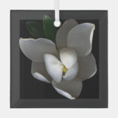 Blumen | Single White Magnolia Blossom Ornament Aus Glas (Vorderseite)