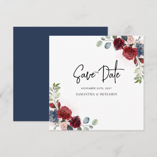Blumen Skript Grün Hochzeit Save The Date (Vorne/Hinten)