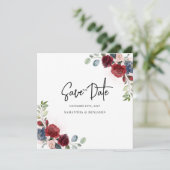 Blumen Skript Grün Hochzeit Save The Date (Stehend Vorderseite)