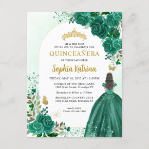 Blumen Smaragdgrüne Prinzessin Geburtstag Quincean Einladungspostkarte