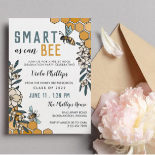 Blumen Smart As Can Bee Vorschulabschluss Einladung