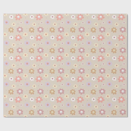 Blumen-Smiley-Geschenkpapier Geschenkpapier (Flach)