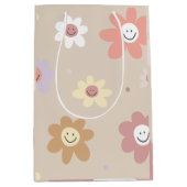 Blumen-Smiley-Geschenkpapier Mittlere Geschenktüte (Vorderseite)