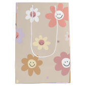 Blumen-Smiley-Geschenkpapier Mittlere Geschenktüte (Rückseite)