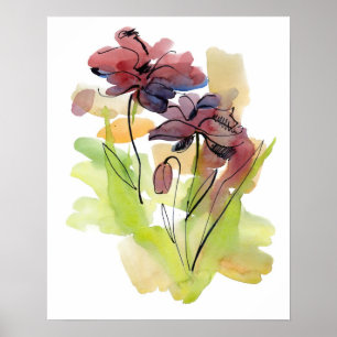 Blumen-Sommerdesign mit handgemaltem abstraktem 2 Poster