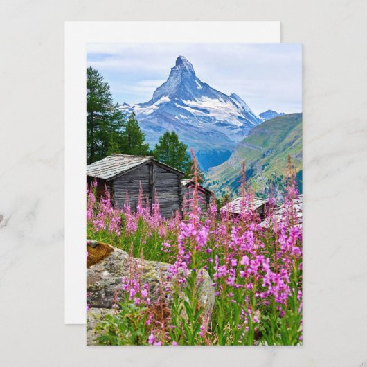 Blumen | Sommermatterhorn Schweiz Dankeskarte (Vorne/Hinten)