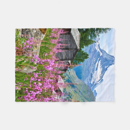 Blumen | Sommermatterhorn Schweiz Fleecedecke (Vorderseite (Horizontal))