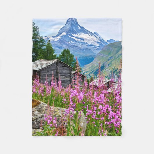 Blumen | Sommermatterhorn Schweiz Fleecedecke (Vorderseite)