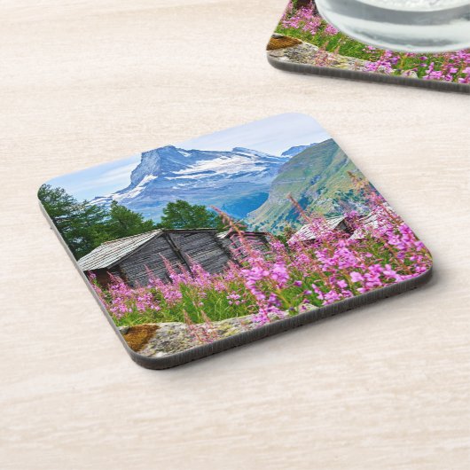 Blumen | Sommermatterhorn Schweiz Getränkeuntersetzer (Linke Seite)