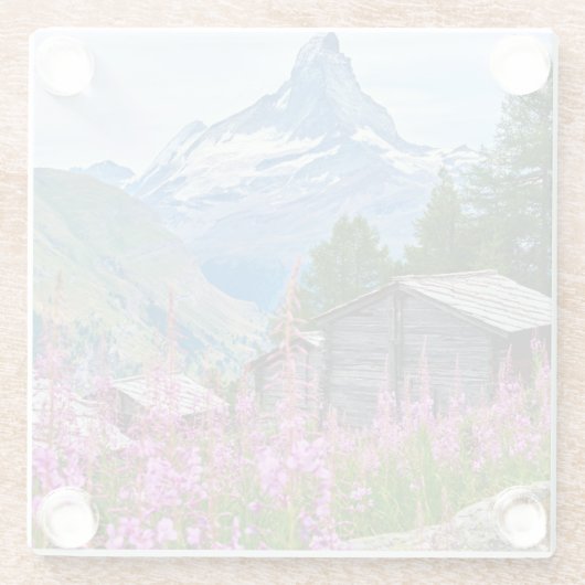 Blumen | Sommermatterhorn Schweiz Glasuntersetzer (Rückseite)