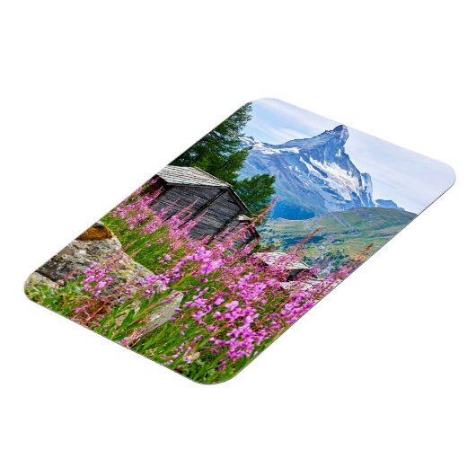 Blumen | Sommermatterhorn Schweiz Magnet (Linke Seite)