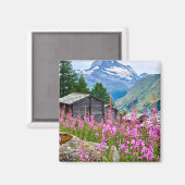 Blumen | Sommermatterhorn Schweiz Magnet (Vorderseite/Rückseite)