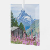 Blumen | Sommermatterhorn Schweiz Ornament Aus Glas (Vorderseite links)