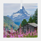 Blumen | Sommermatterhorn Schweiz Ornament Aus Glas (Rückseite)