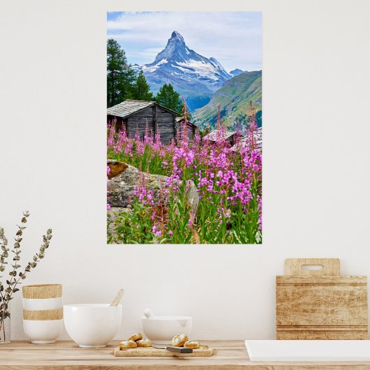Blumen | Sommermatterhorn Schweiz Poster (Küche)