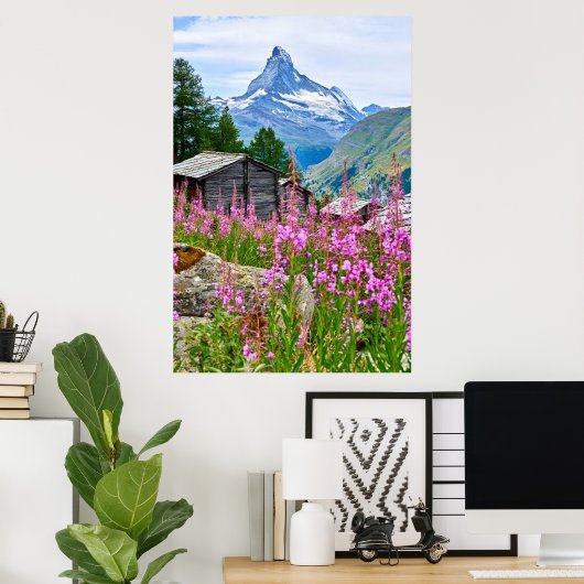 Blumen | Sommermatterhorn Schweiz Poster (Heimbüro)