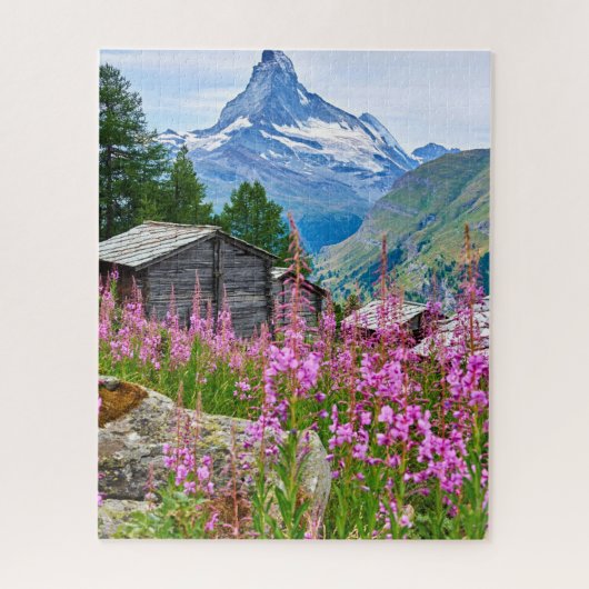 Blumen | Sommermatterhorn Schweiz Puzzle (Vertikal)