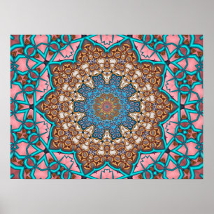 Blumen-Sonne-Mandala Poster
