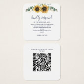 Blumen-Sonnenblume QR-Code Hochzeitswebsite RSVP (Vorne & Hinten)