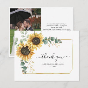 Blumen-Sonnenblumen-Eukalyptus-Hochzeit-Dankeskart Mitteilungskarte