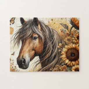 Blumen-Sonnenblumen-Pferd Puzzle