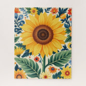 Blumen-Sonnenblumen-Volkskunst-Puzzle Puzzle (Vertikal)