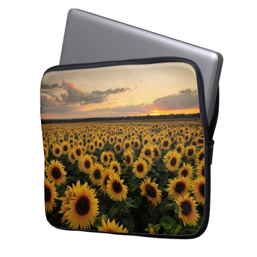 Blumen | Sonnenblumenfeld Laptopschutzhülle (Vorderseite Links)