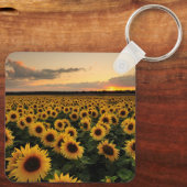 Blumen | Sonnenblumenfeld Schlüsselanhänger (Rückseite)