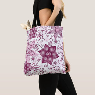 Blumen-Spirale Rosa und Weiß Muster Tasche
