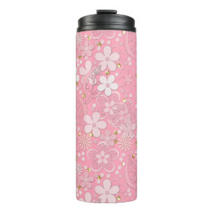 Blumen Spitze Elemente romantisch rosa floral gold Thermosbecher