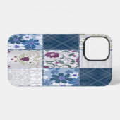 Blumen-Spitze: Nahtloser Patchwork-Hintergrund. iPhone Hülle (Rückseite (Horizontal))