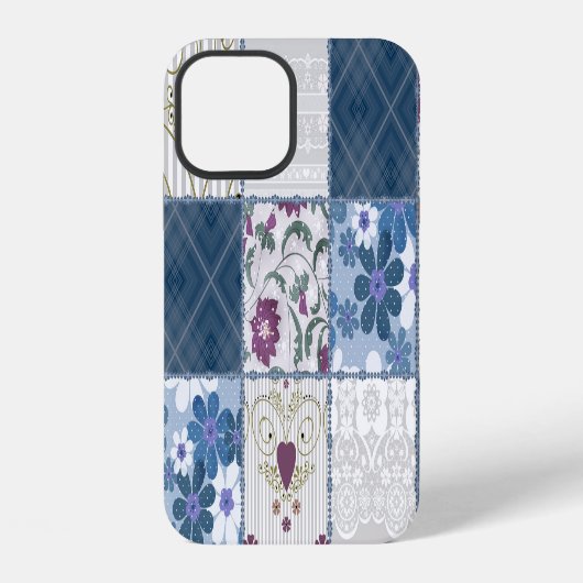 Blumen-Spitze: Nahtloser Patchwork-Hintergrund. iPhone Hülle (Rückseite)