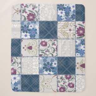 Blumen-Spitze: Nahtloser Patchwork-Hintergrund. Sherpadecke