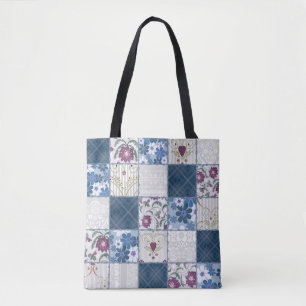 Blumen-Spitze: Nahtloser Patchwork-Hintergrund. Tasche