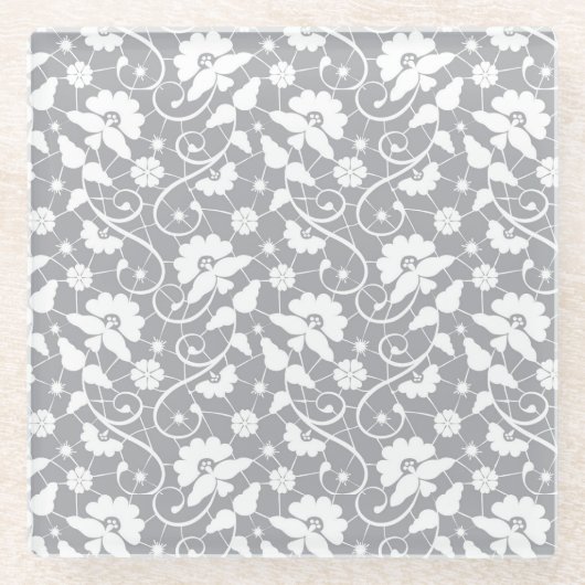 Blumen-Spitzenmuster Glasuntersetzer (Vorderseite)
