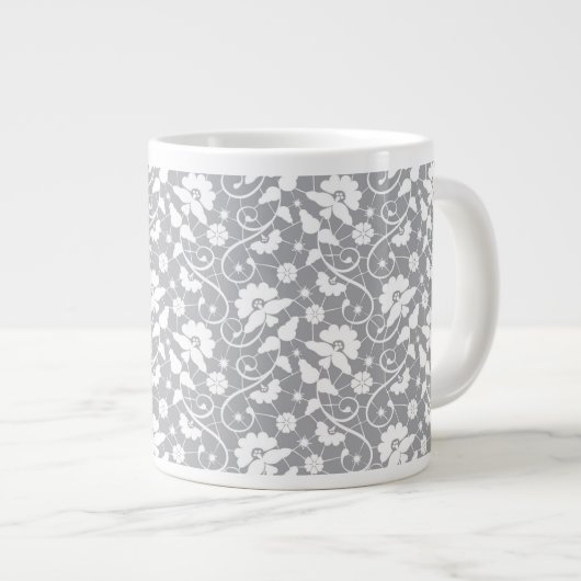 Blumen-Spitzenmuster Jumbo-Tasse (Vorderseite Rechts)
