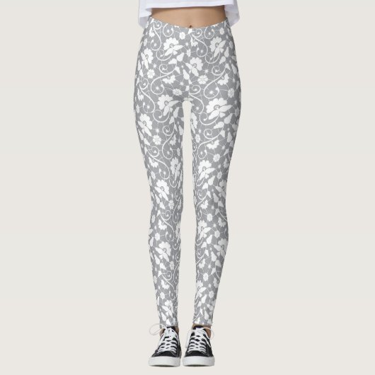 Blumen-Spitzenmuster Leggings (Vorderseite)