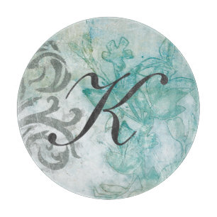 Blumen-Spray II des Monogramm-  Schneidebrett