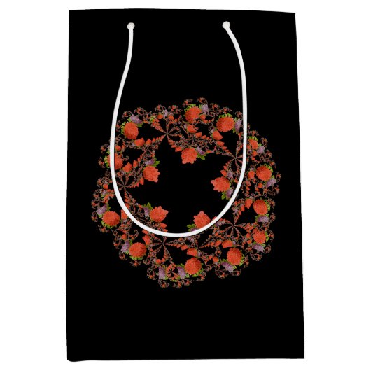 Blumen Star Fraktal rot lila Mittlere Geschenktüte (Vorderseite)