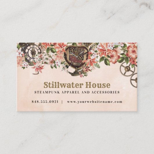 Blumen-Steampunk Visitenkarte (Vorderseite)