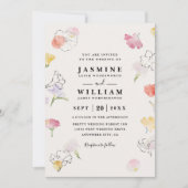 Blumen Stempel Bunte Moderne QR-Code-Hochzeit Einladung (Vorderseite)