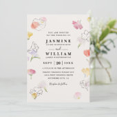 Blumen Stempel Bunte Moderne QR-Code-Hochzeit Einladung (Stehend Vorderseite)